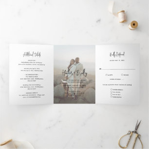Invitation Trois Volets Heather Elegant Minimal Mariage moderne
