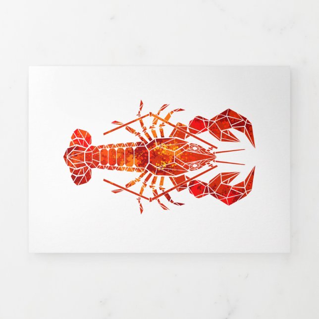 Invitation Trois Volets Homard polygonal rouge (Page de couverture)