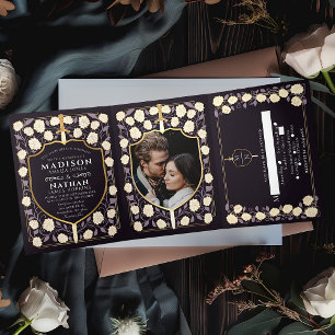 Invitation Trois Volets Imaginaire médiéval de l'épée et du bouclier Maria