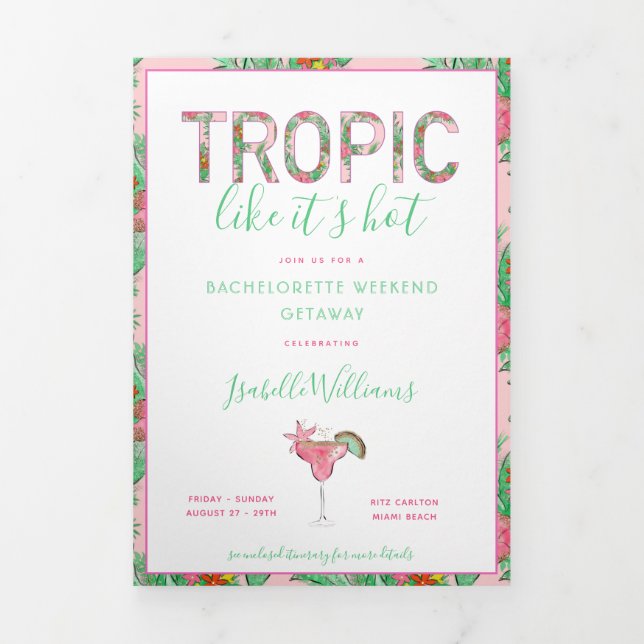 Invitation Trois Volets Itinéraire de la plage de Preppy (Page de couverture)