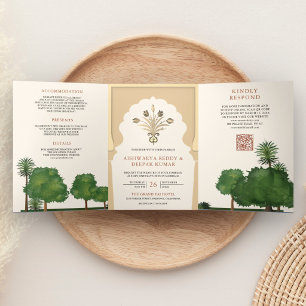 Invitation Trois Volets Jardin à thème royal moghol mariage indien