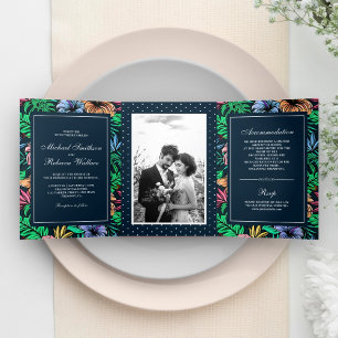 Invitation Trois Volets Jardin floral tropical vibre Mariage photo
