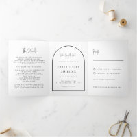 Jetons d'arc moderne Noir Blanc Mariage Script