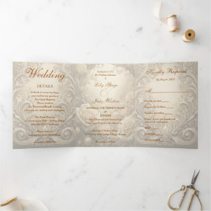 Invitation Trois Volets Joli Mariage Rose