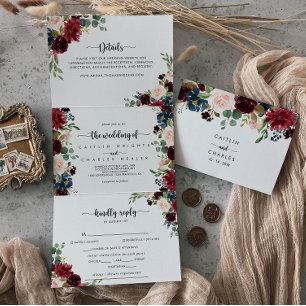 Invitation Trois Volets La calligraphie de Bourgogne d'automne Mariage de