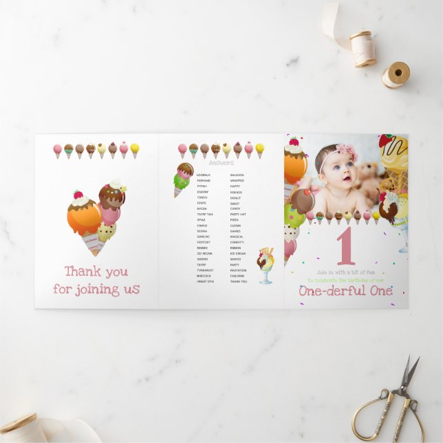 Invitation Trois Volets La crème glacée d'été (Extérieur)