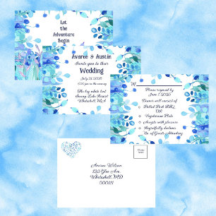 Invitation Trois Volets Laissez l'aventure commencer Blue Floral