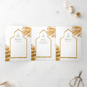 Invitation Trois Volets LeahG Gold White Islam Mariage invite