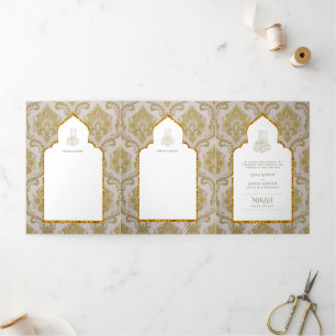 Invitation Trois Volets LeahG Gold White Islam Mariage invite