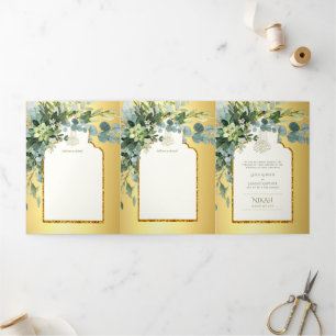 Invitation Trois Volets LeahG Gold White Islam Mariage invite