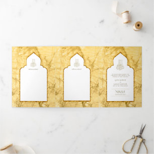 Invitation Trois Volets LeahG Gold White Islam Mariage invite