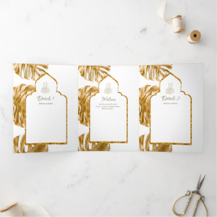 Invitation Trois Volets LeahG Gold White Islam Mariage invite