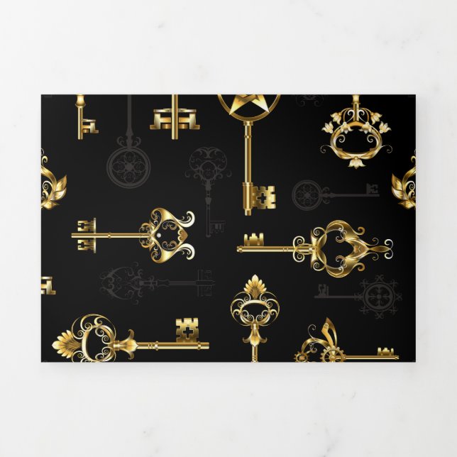 Invitation Trois Volets Les Patters de Seamless avec Golden Keys (Page de couverture)