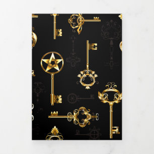 Invitation Trois Volets Les Patters de Seamless avec Golden Keys