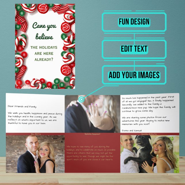 Invitation Trois Volets Lettre de vacances avec photo - Sucres de canne (A custom holiday letter/photo card can help you stay connected during the holidays.)