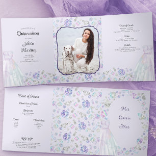 Invitation Trois Volets Lilac Quinceanera Diamonds Princess