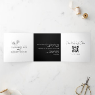 Invitation Trois Volets Lily Floral Mariage de script