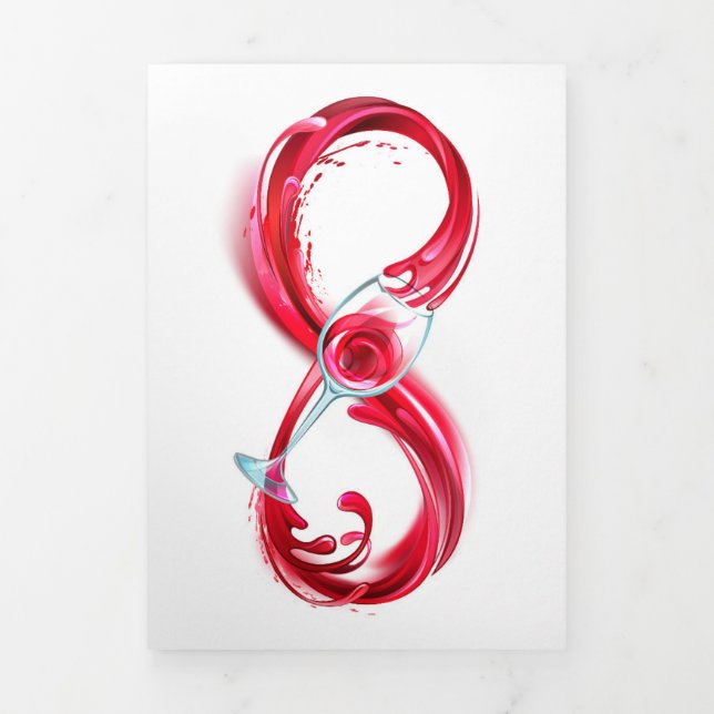 Invitation Trois Volets L'infini avec du vin rouge (Page de couverture)