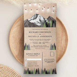 Invitation Trois Volets Lumière de chaîne de forêt de montagne en toile de