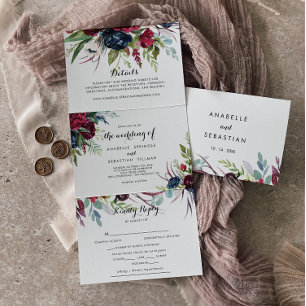 Invitation Trois Volets Luxe Whimsical Boho Floral Mariage