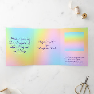 Invitation Trois Volets Magnificent Pastel Rainbow Wedding