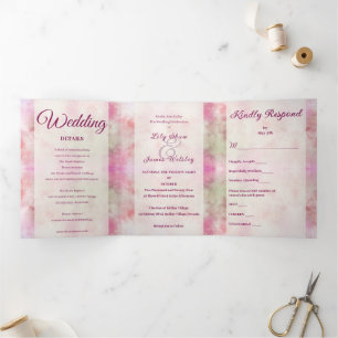Invitation Trois Volets Mariage Abstrait Pastel Springtime