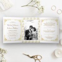 Mariage Blanc et Or de Style Art Déco Vintage