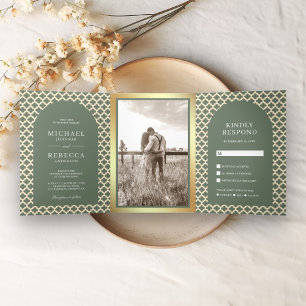 Invitation Trois Volets Mariage Bohème Marocain à l'Arche Quatrefeuilles V