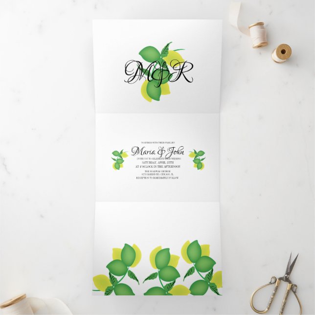 Invitation Trois Volets Mariage Bold Lemon Limoncello (Intérieur)