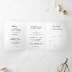Invitation Trois Volets Mariage catholique traditionnel élégant
