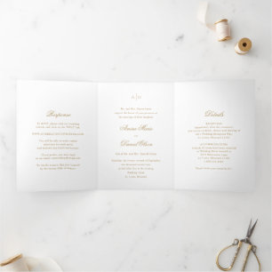 Invitation Trois Volets Mariage Classique Or Propre