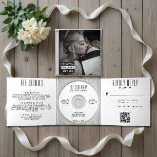 Invitation Trois Volets Mariage de capot d'album de musique tout en un