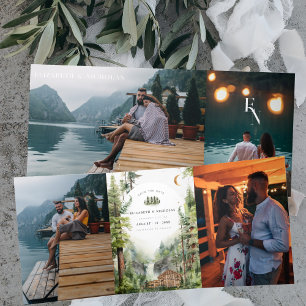 Invitation Trois Volets Mariage de cascade de forêt rustique   Enregistrer