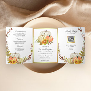 Invitation Trois Volets Mariage de code QR du Citrouille de tournesols rus