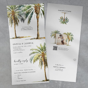 Invitation Trois Volets Mariage de plage de palmiers tropicaux