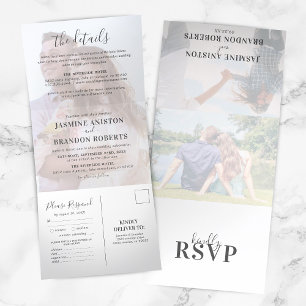 Invitation Trois Volets mariage de superposition photo 3 en 1