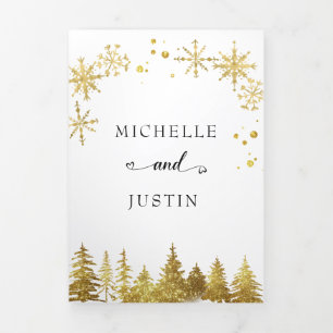 Invitation Trois Volets Mariage des sapins boisés de Noël