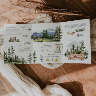 Invitation Trois Volets Mariage Élégant au Mont Rainier
