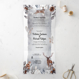 Invitation Trois Volets Mariage en forêt de bois frais