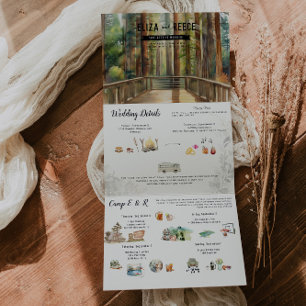 Invitation Trois Volets Mariage en Forêt de Séquoias Rustique