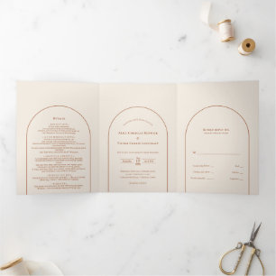 Invitation Trois Volets Mariage en ivoire Boho Arch