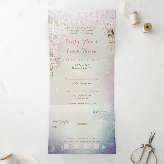 Invitation Trois Volets Mariage féerique et élégant avec pliage en trois p (Intérieur)