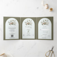 Mariage floral aquarelle vert olive kaki