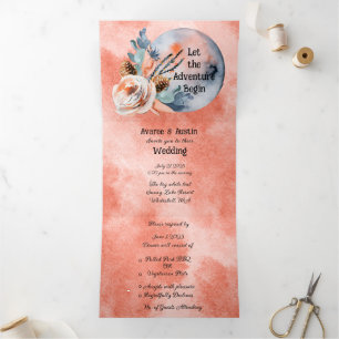 Invitation Trois Volets Mariage floral de la Lune bleue