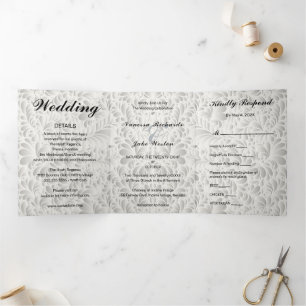 Invitation Trois Volets Mariage floral moderne