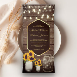 Invitation Trois Volets Mariage Guirlande de lumières en jarres de maçon e