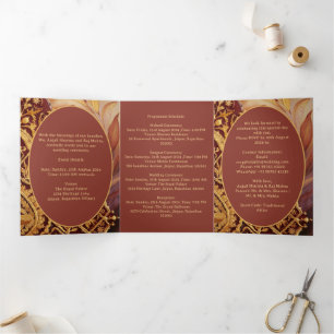 Invitation Trois Volets Mariage Indien Élégant et Unique