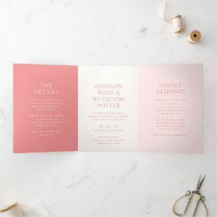 Invitation Trois Volets Mariage moderne rose élégant