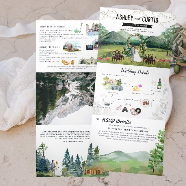 Invitation Trois Volets Mariage Montagne Forêt Rustique (Créateur téléchargé)