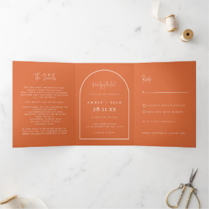Invitation Trois Volets Mariage orange brûlé